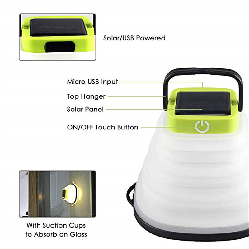 Phos Light Collapsible Solar Camping Light with IP68 Waterproof rating 