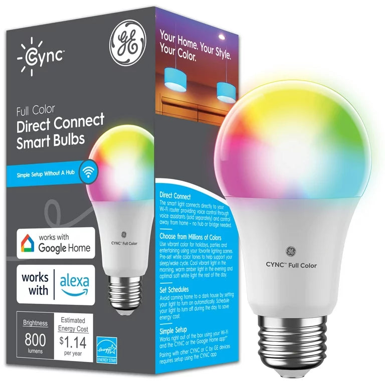 GE Cync Smart LED Light Bulb, 60 Watt, Color Changing, A19 Bulb, Medium Base - Shop PhosLight.com