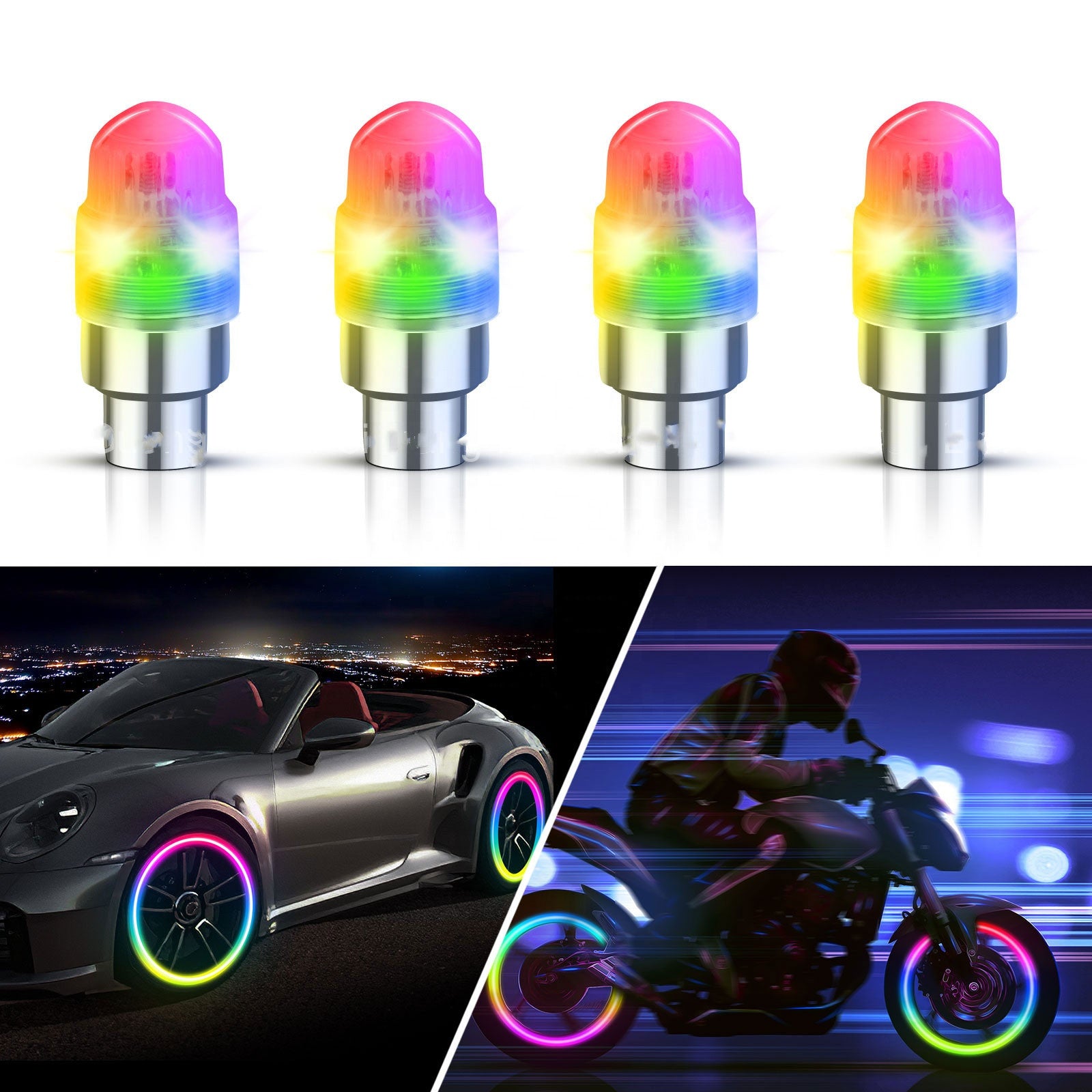 LED Tire Valve Caps For Cars & Bikes