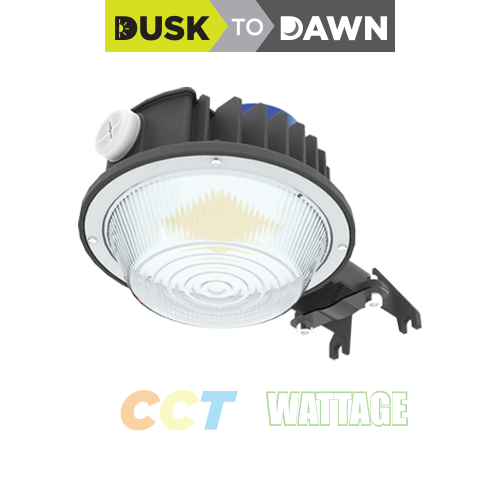 Commercial LED Phos Light Dusk-to-Dawn Barn Light with CCT and Wattage Selector 