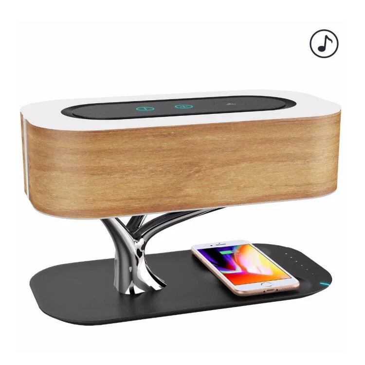 Natural Wood Touch Desk Lamps W/BT Speaker Phos Light