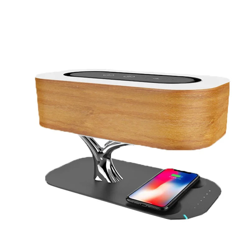 Natural Wood Touch Desk Lamps W/BT Speaker Phos Light